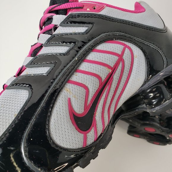 Nike Shox Lace Up Sneakers Black Grey Pink Womens Athletic Casual Shoes Size 7.5 - Picture 11 of 14